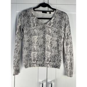 ATM Anthony Thomas Melillo Snake Print Cotton Cashmere V-Neck Sweater XS